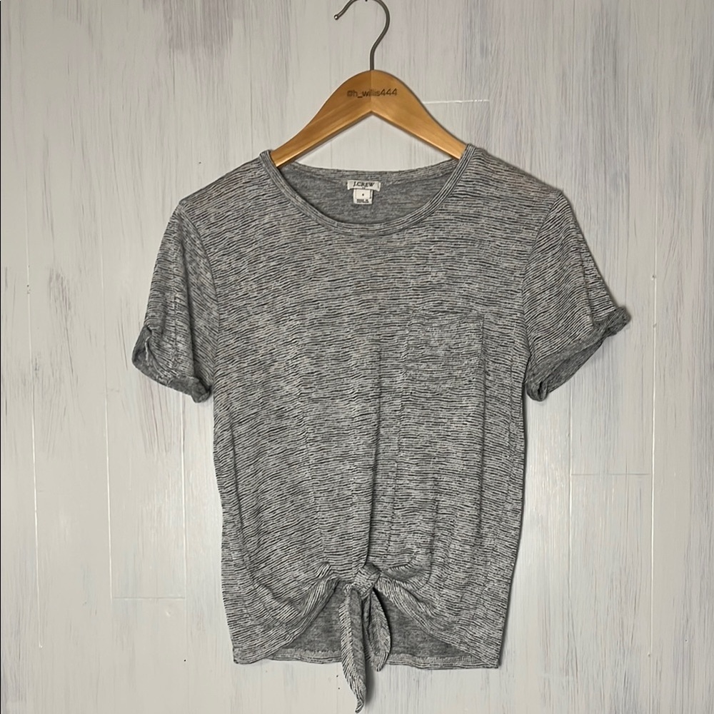 J. Crew‎ Grey Tie Front Short Sleeve Shirt Size S